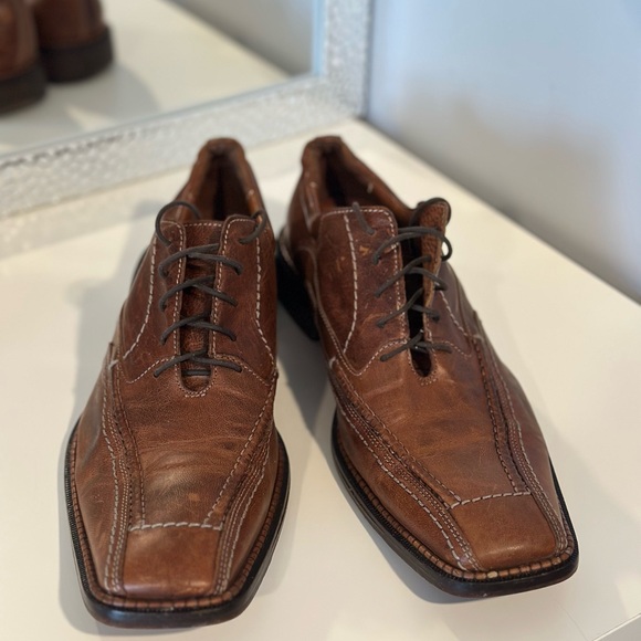 Vero Cuoio Tan Leather Men's Oxfords Sz 9,5 - Picture 1 of 10